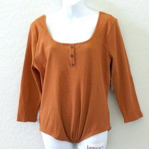 Charlotte Russe Long Sleeve Ribbed Stretch Bodysuit Size 2X